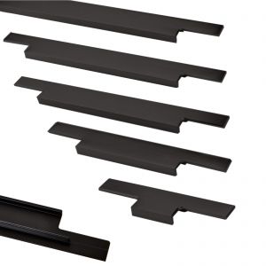 Griffleiste Slim 145 x 11 x 38 mm Aluminium schwarz eloxiert gebürstet  ZUM EINFRÄSEN (Harpunenstegmontage)